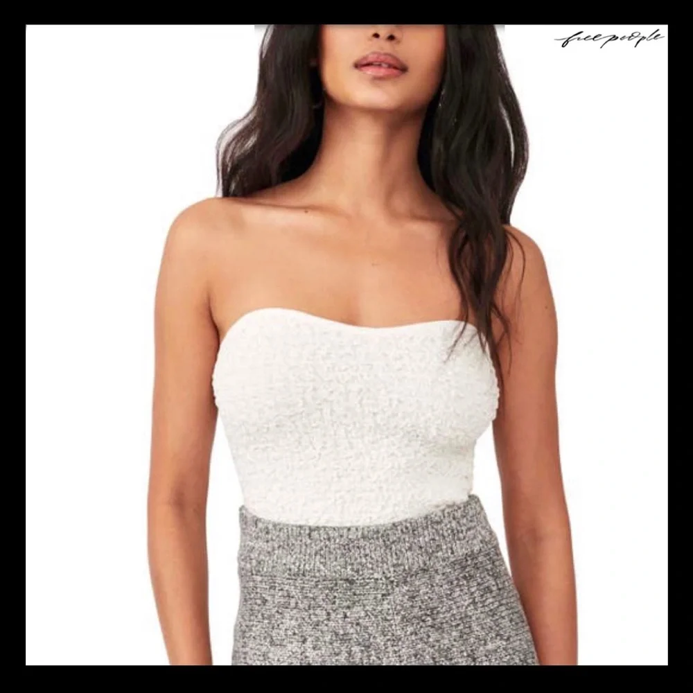 NEW FREE PEOPLE WHITE STRAPLESS BUSTIER TOP - Picture 1 of 5